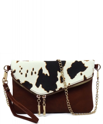 Envelope Clutch Crossbody Bag AD2585 COW/BROWN